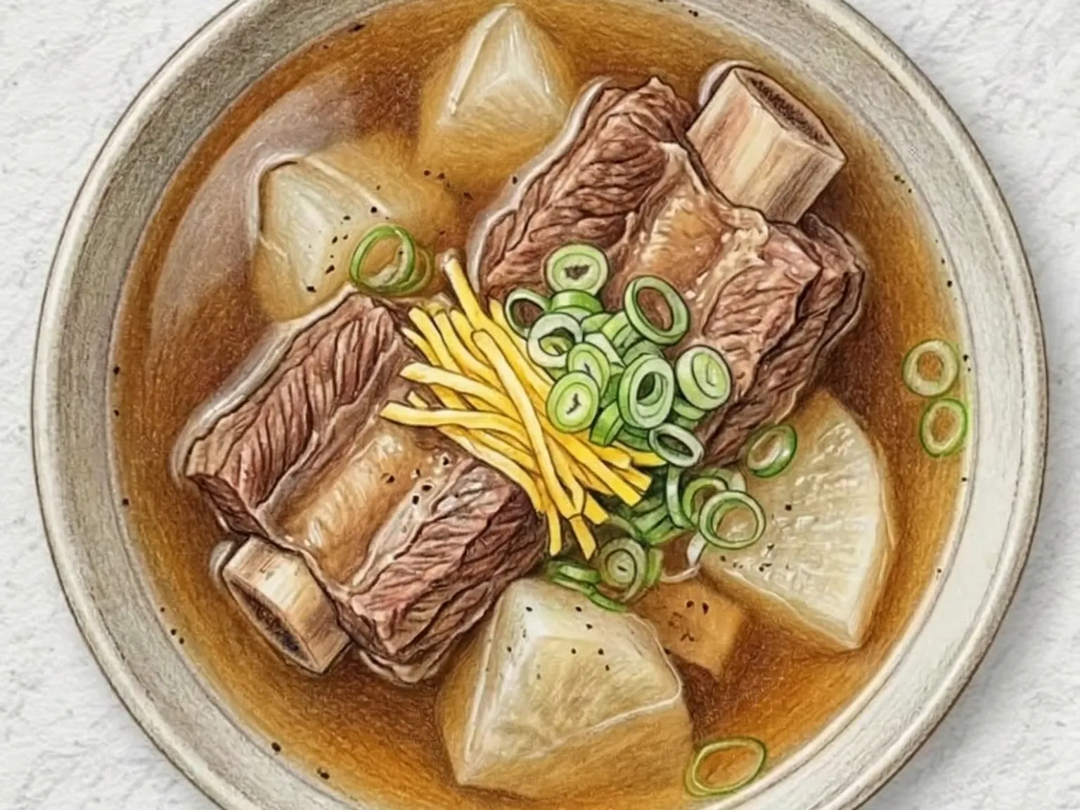 カルビタン(牛カルビの澄んだ長時間煮込みスープ)