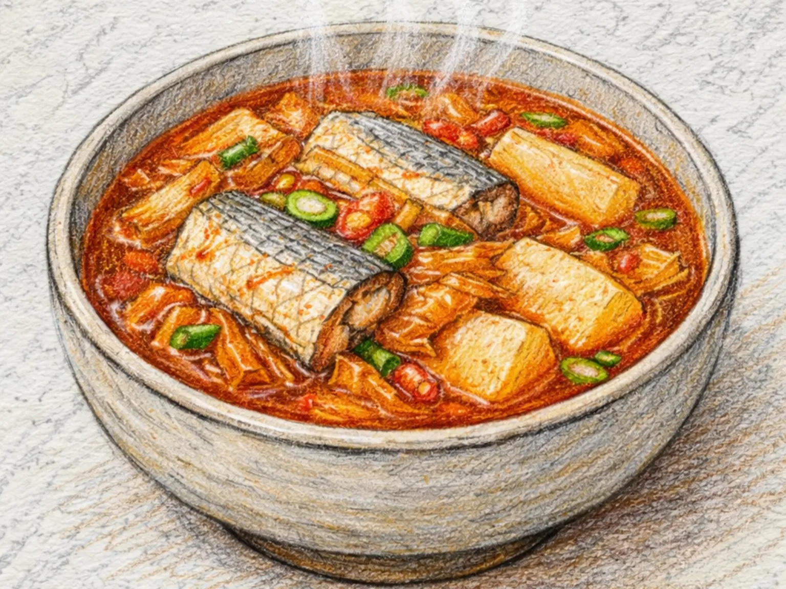 太刀魚キムチチゲ(熟成キムチと太刀魚のスープ)