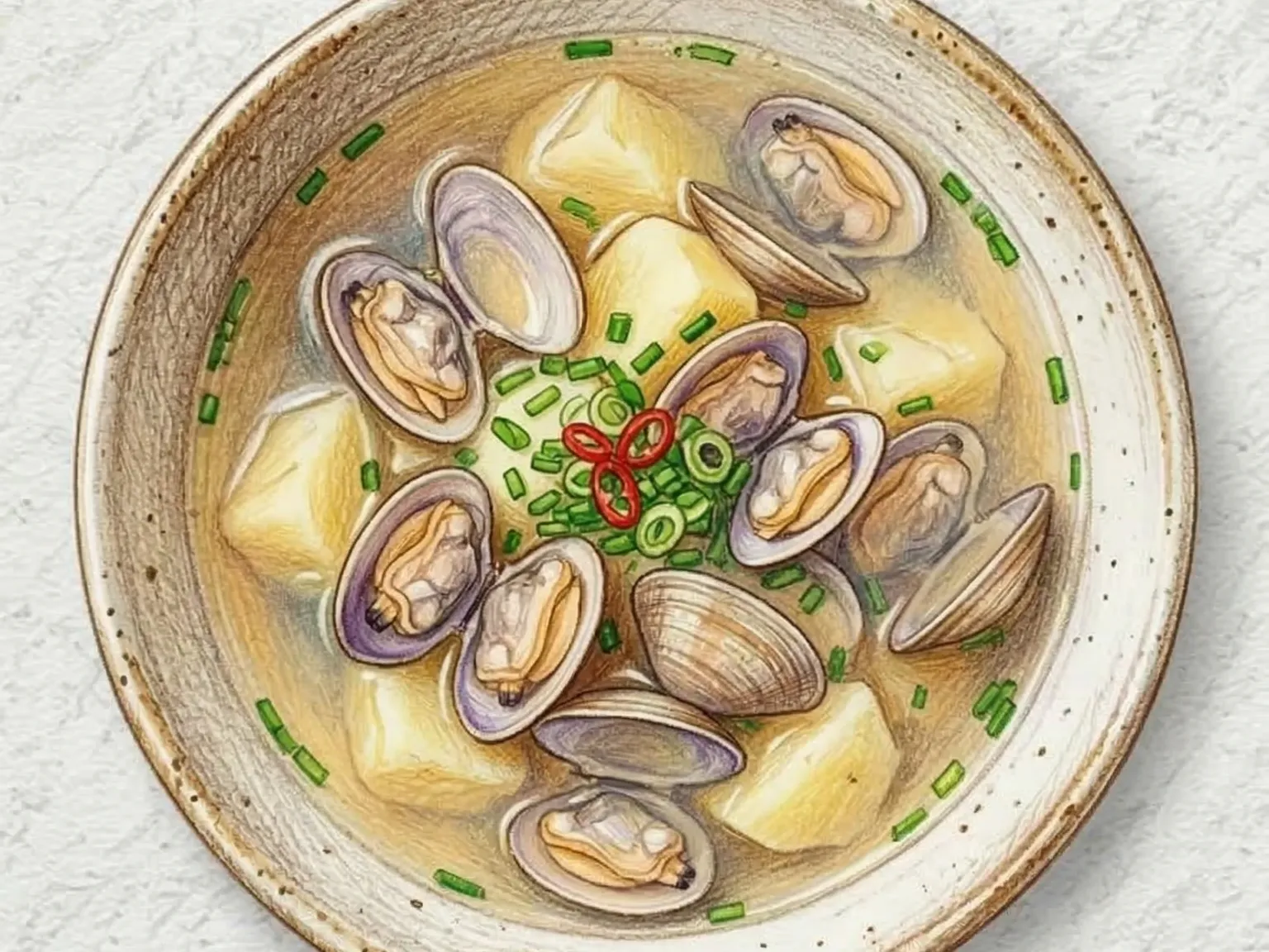 ジャガイモアサリクク(じゃがいもとアサリのスープ)