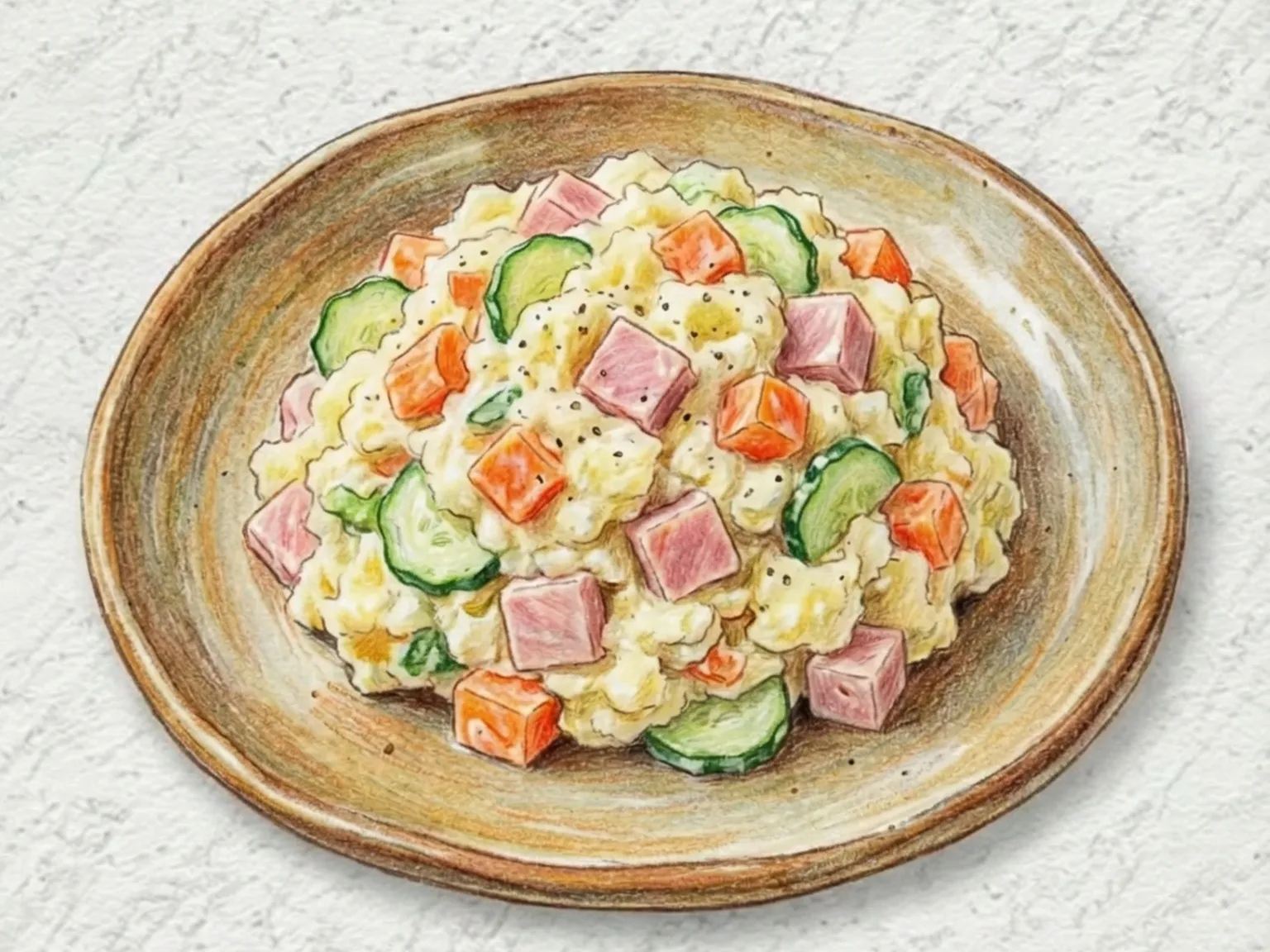 韓国式ポテトサラダ(マヨネーズ和えハム入りポテト)