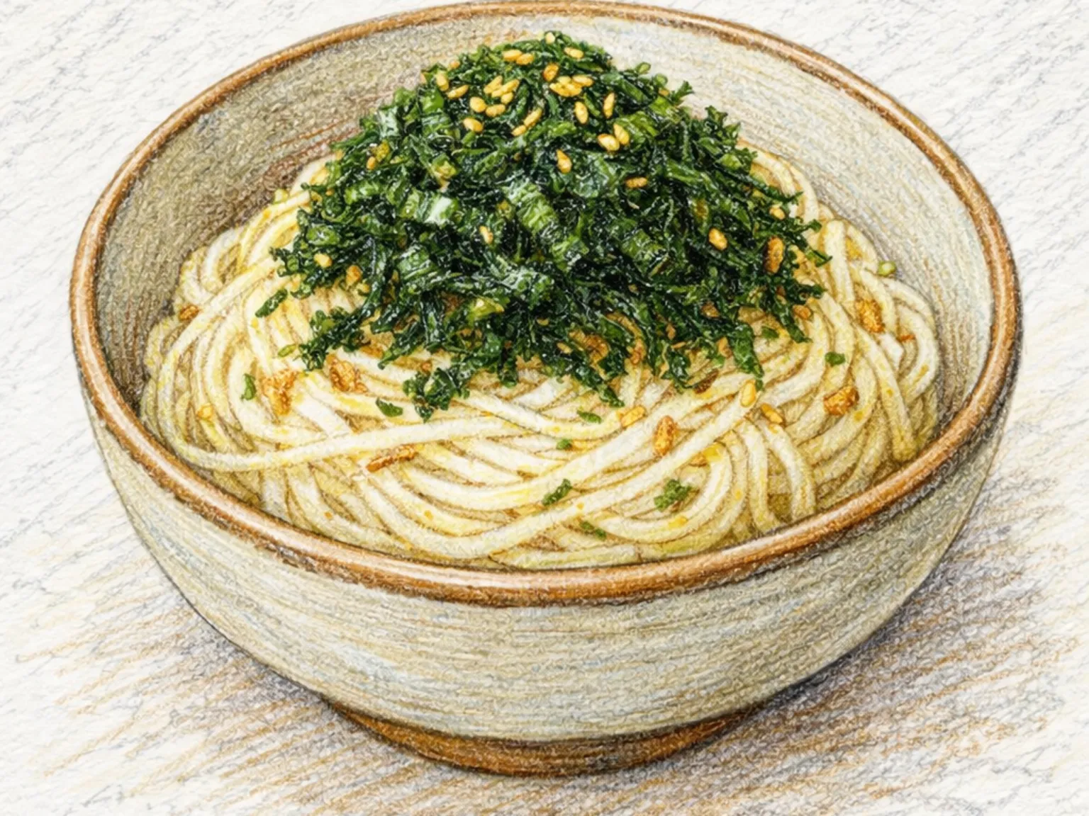 Gamtae Chamgireum Somyeon (Macarrão somyeon coreano com óleo de gergelim e alga gamtae)