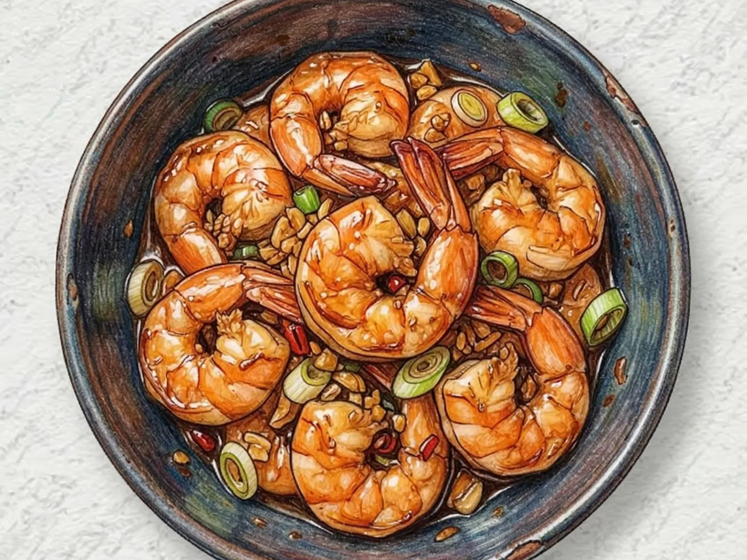 Ganjang Saeu Bokkeum (salteado de gambas coreano glaseado con soja)