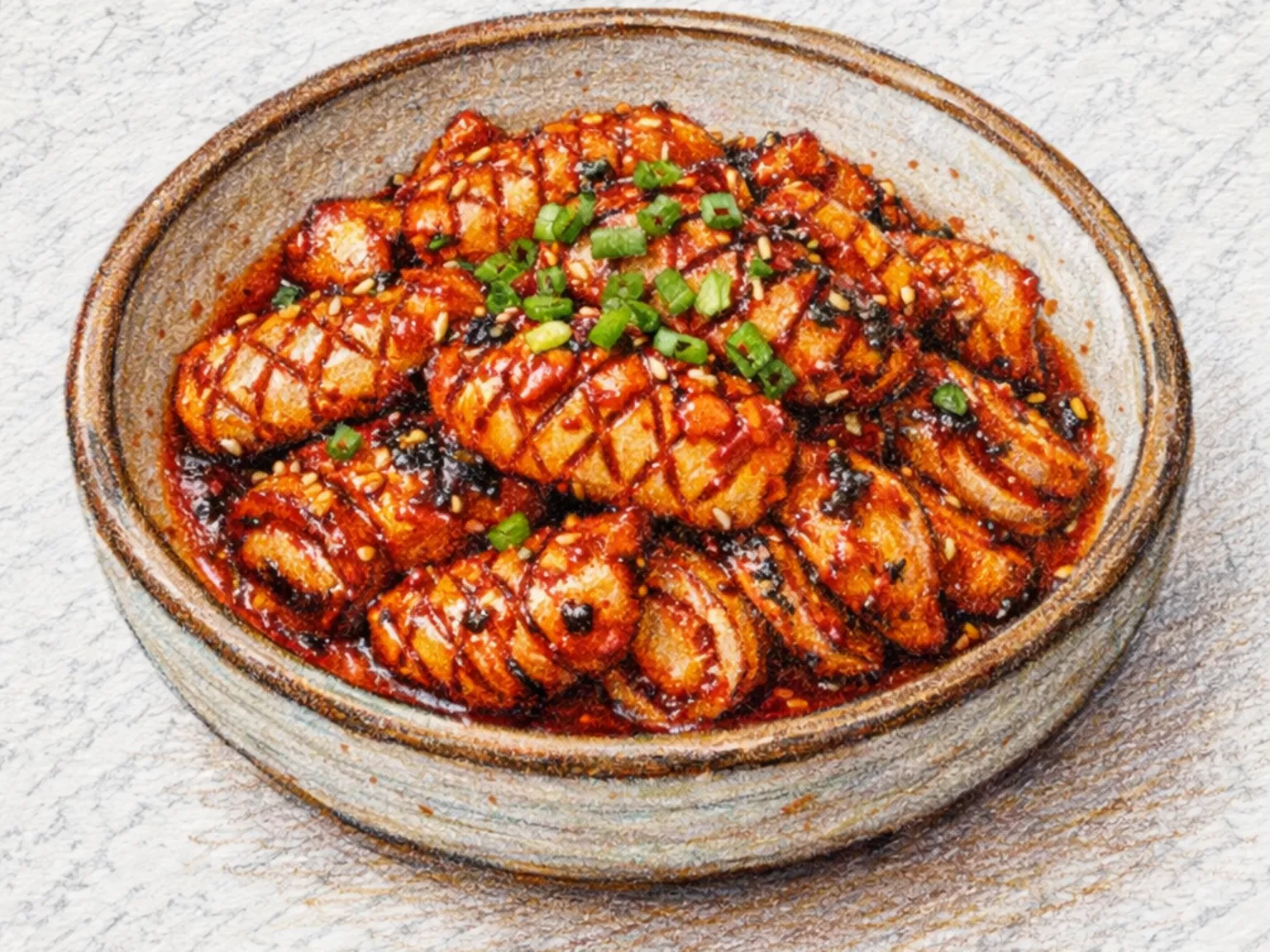 Gapojingeo Yangnyeom Gui (sepia a la parrilla picante coreana)