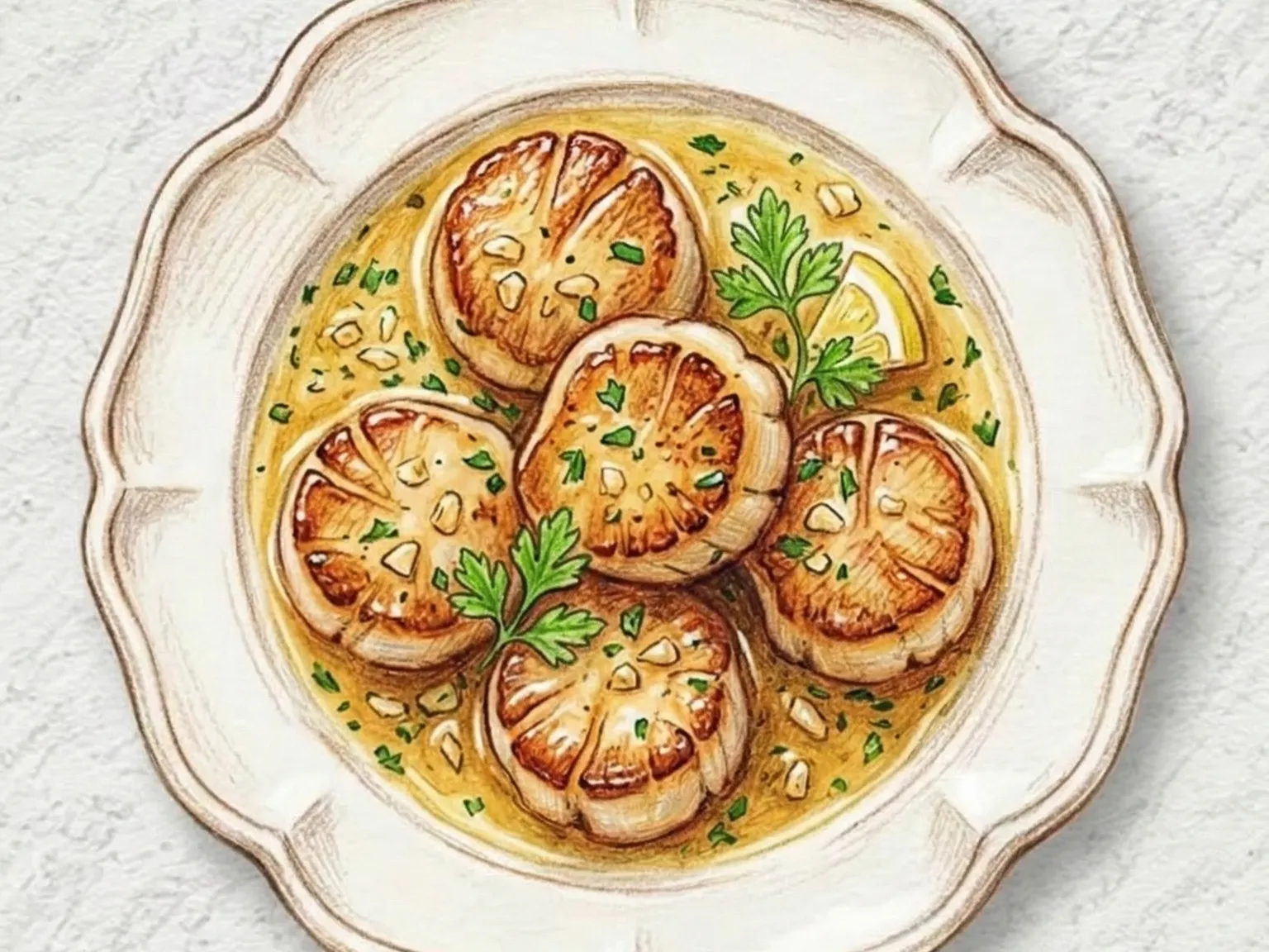 Garibi-butter-gui (vieiras grelhadas na manteiga coreanas)