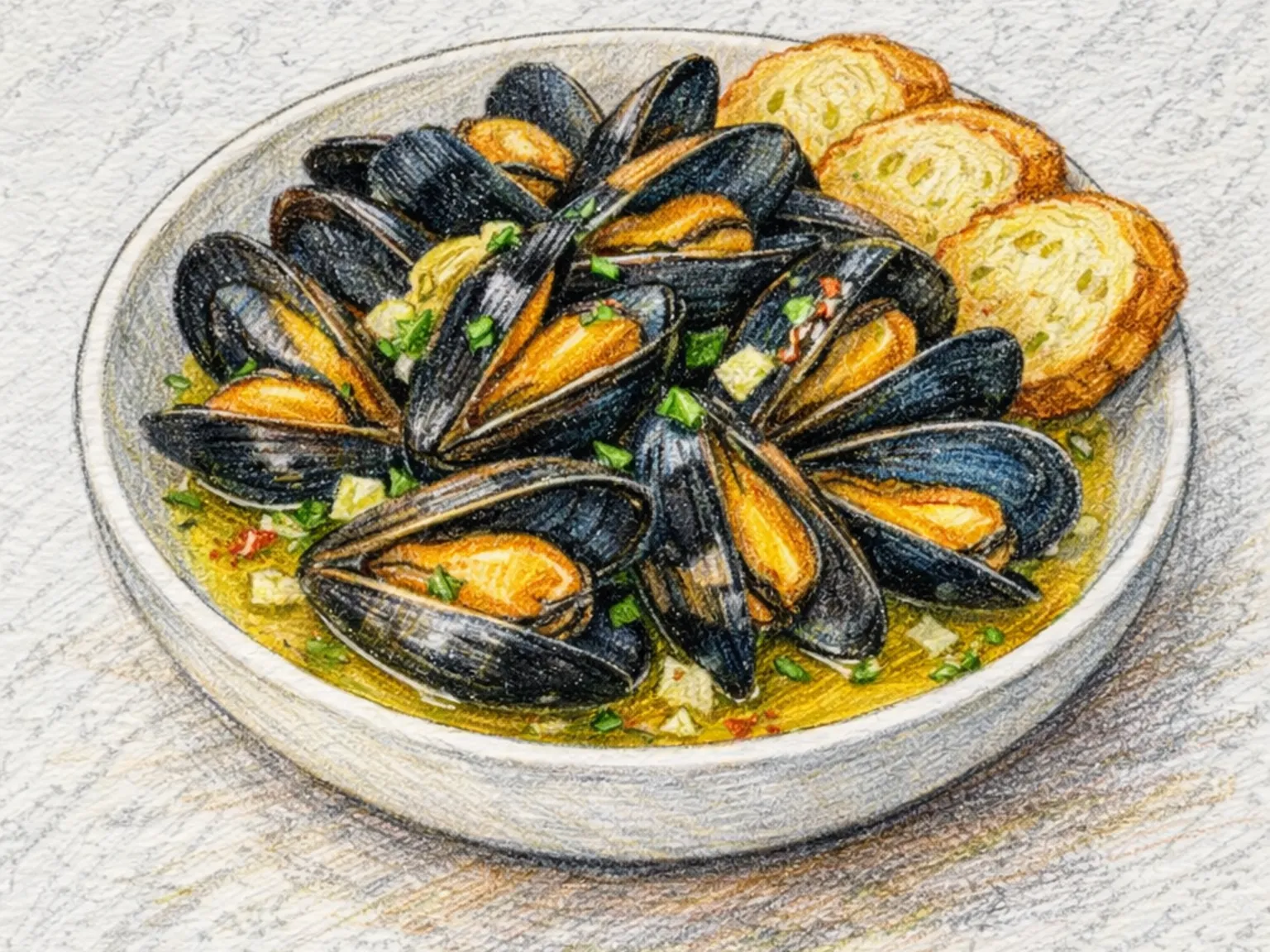 Garlic Butter Mussels (Mexilhões com Manteiga e Alho)