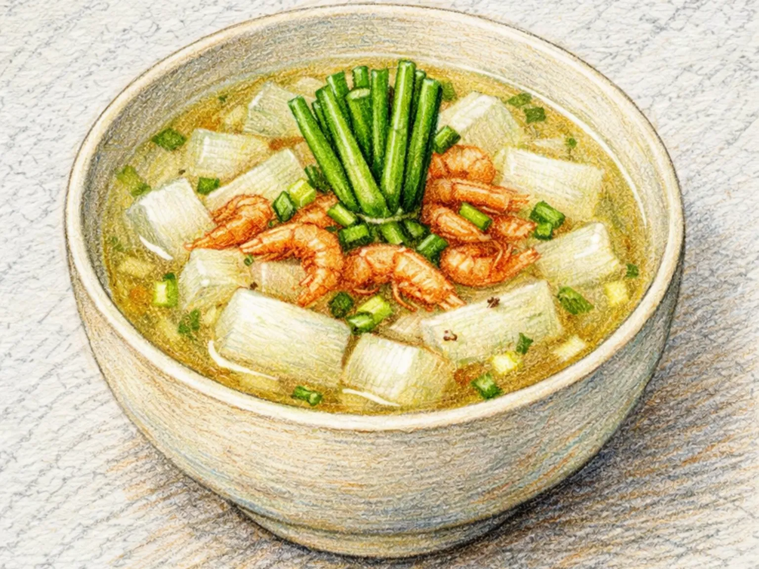 Geon-saeu Muguk (sopa de rábano y camarones secos coreana)
