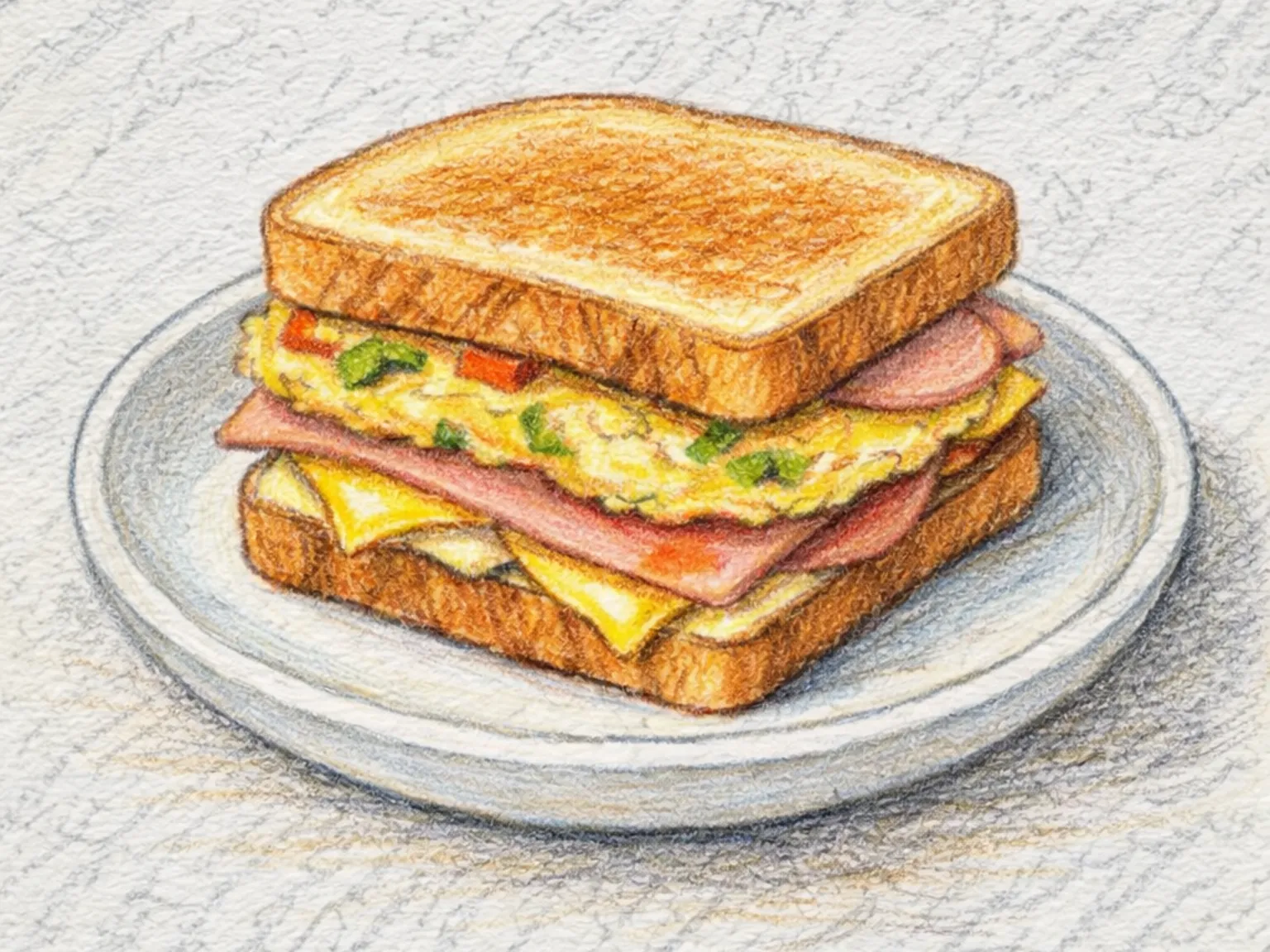 屋台風ハムチーズトースト(卵焼きハムチーズサンド)