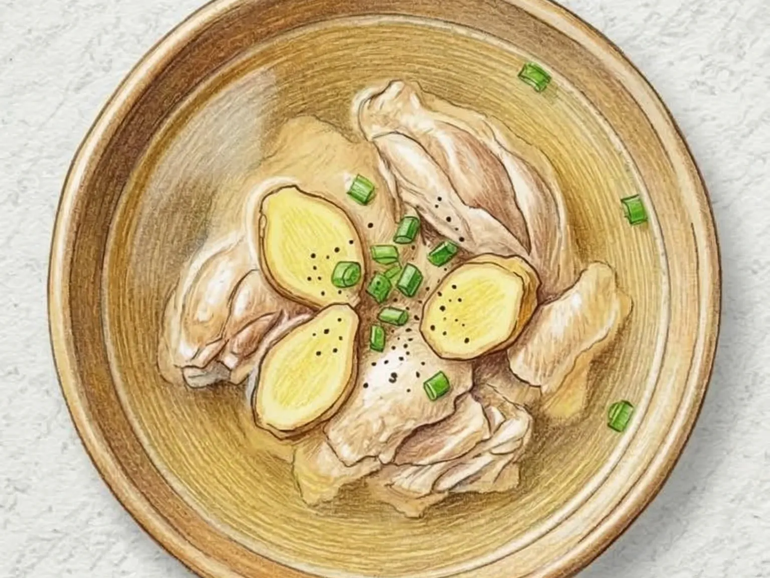 生姜鶏コムタン(丸鶏と生姜の澄んだ滋養スープ)