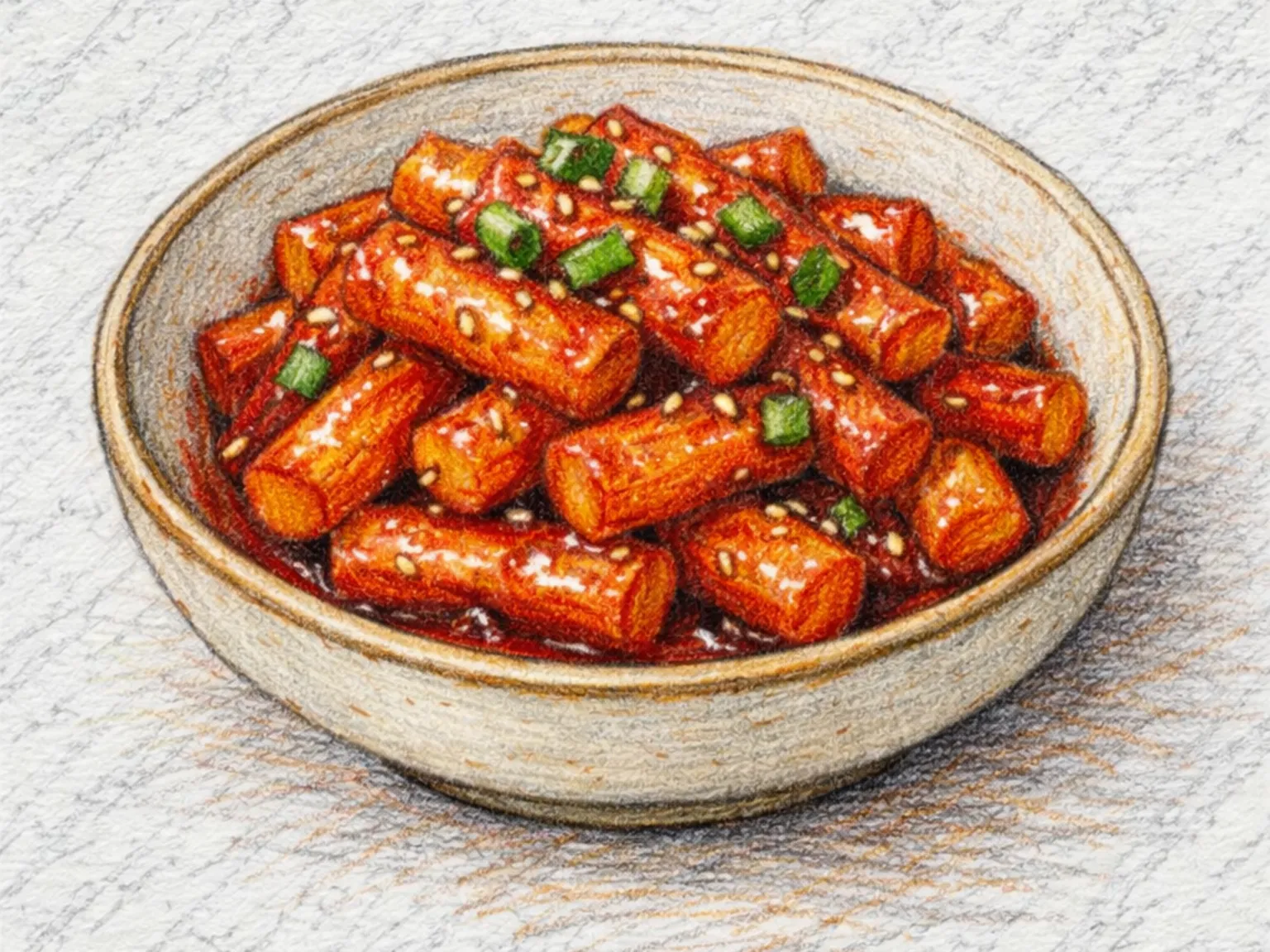 油トッポッキ（スープなし唐辛子醤油炒め餅）