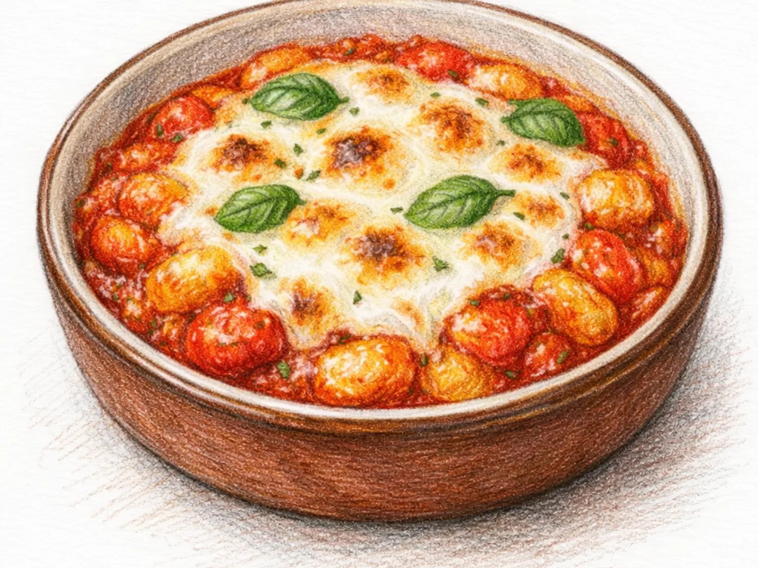 Gnocchi alla Sorrentina (Gnocchi de Batata Assado com Tomate e Muçarela)