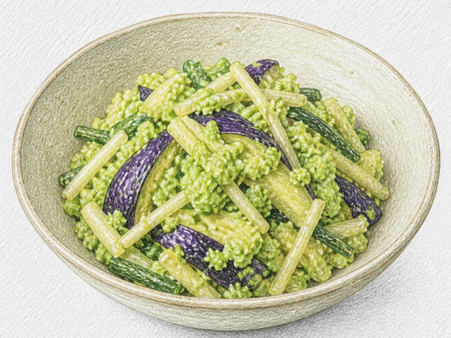 Go-ae (Eggplant with Crushed Edamame Dressing)