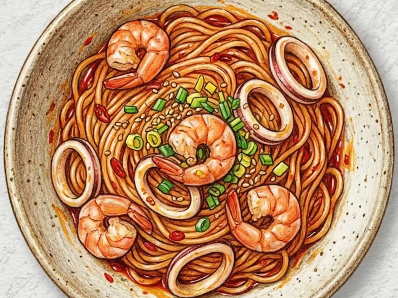 고추기름해물간장비빔면