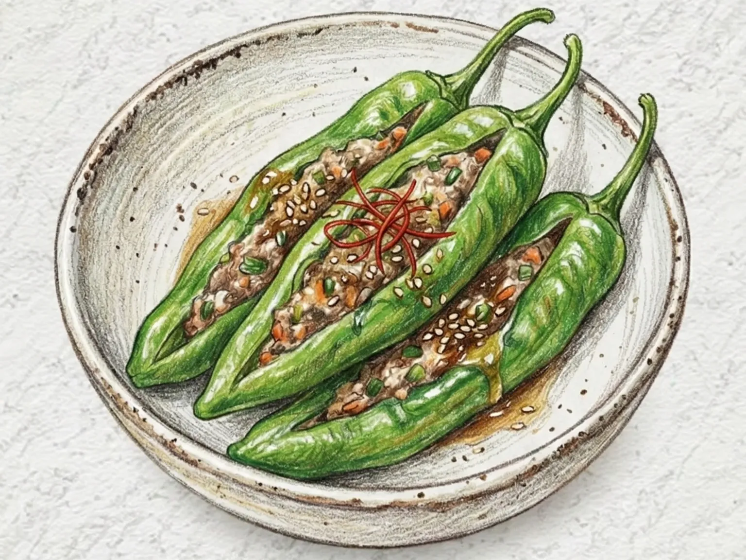 Korean Steamed Stuffed Chili Peppers