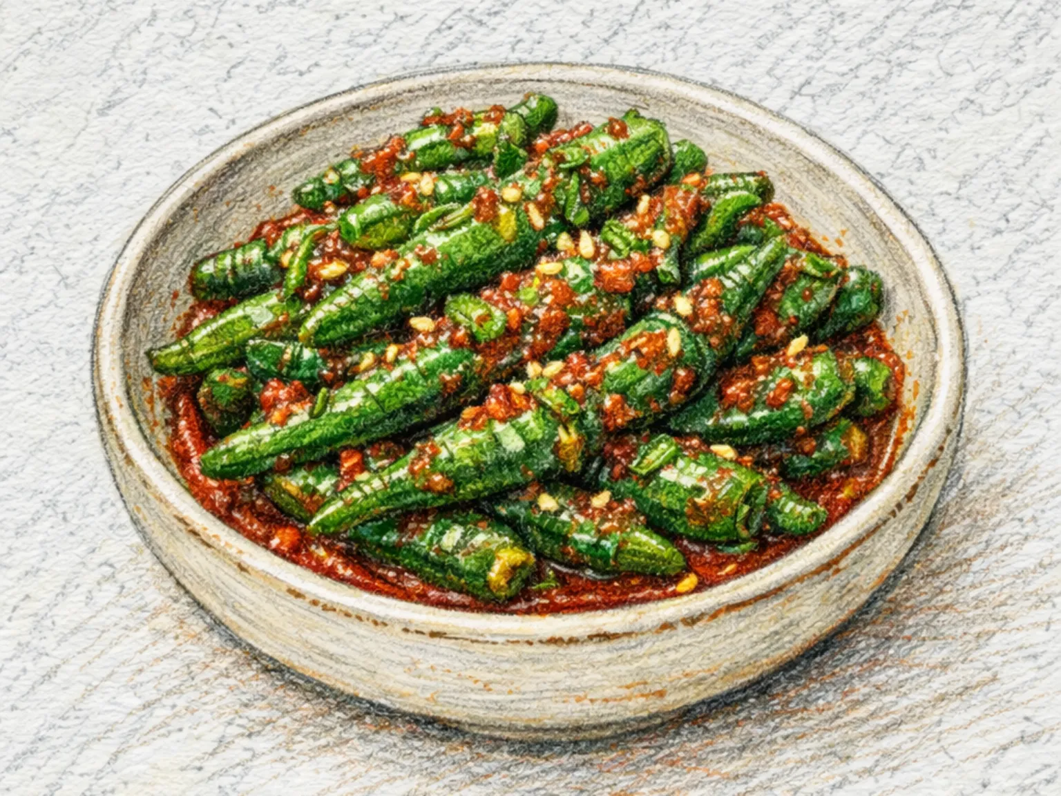 Gochu Kimchi (kimchi coreano de chile verde)