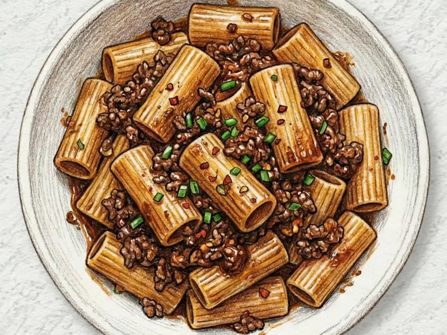 Gochujang Beef Ragu Rigatoni (rigatoni com ragu de carne e gochujang)