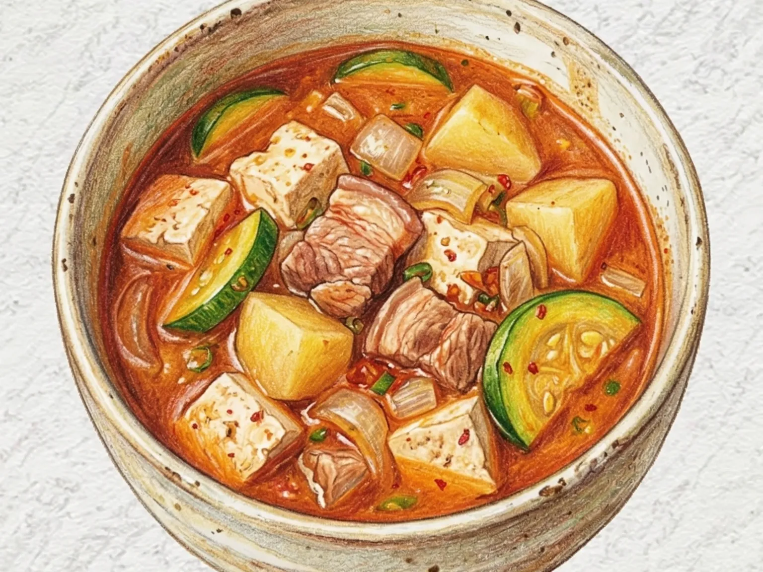 コチュジャンチゲ（コチュジャンベースの豚肉野菜鍋）