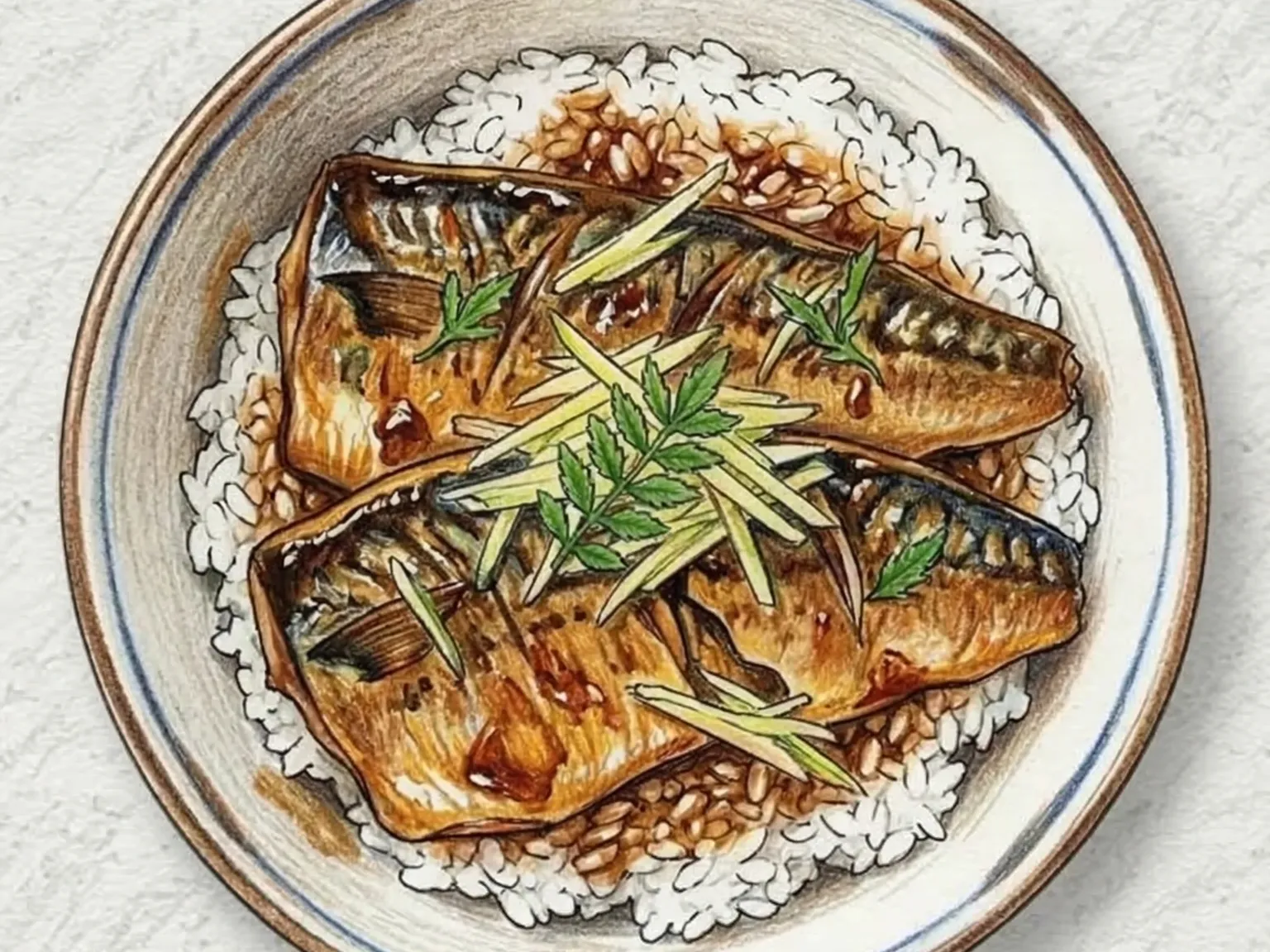 Godeungeo Gui Deopbap (tigela de arroz com cavala grelhada coreana)