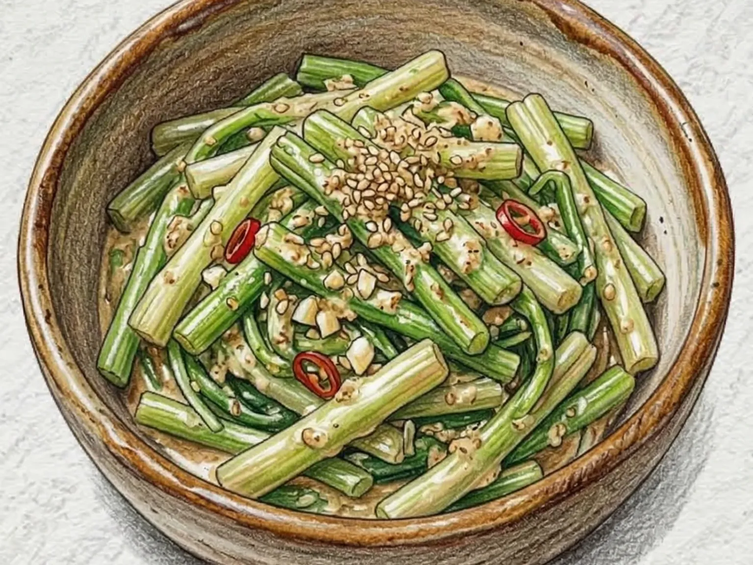 Goguma Julgi Namul (Refogado de talos de batata-doce coreano)