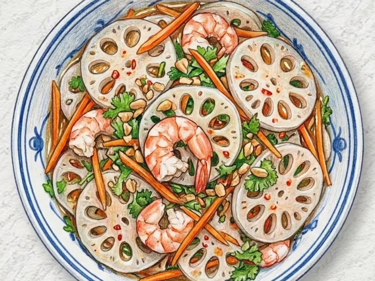Vietnamese Lotus Stem Shrimp Salad