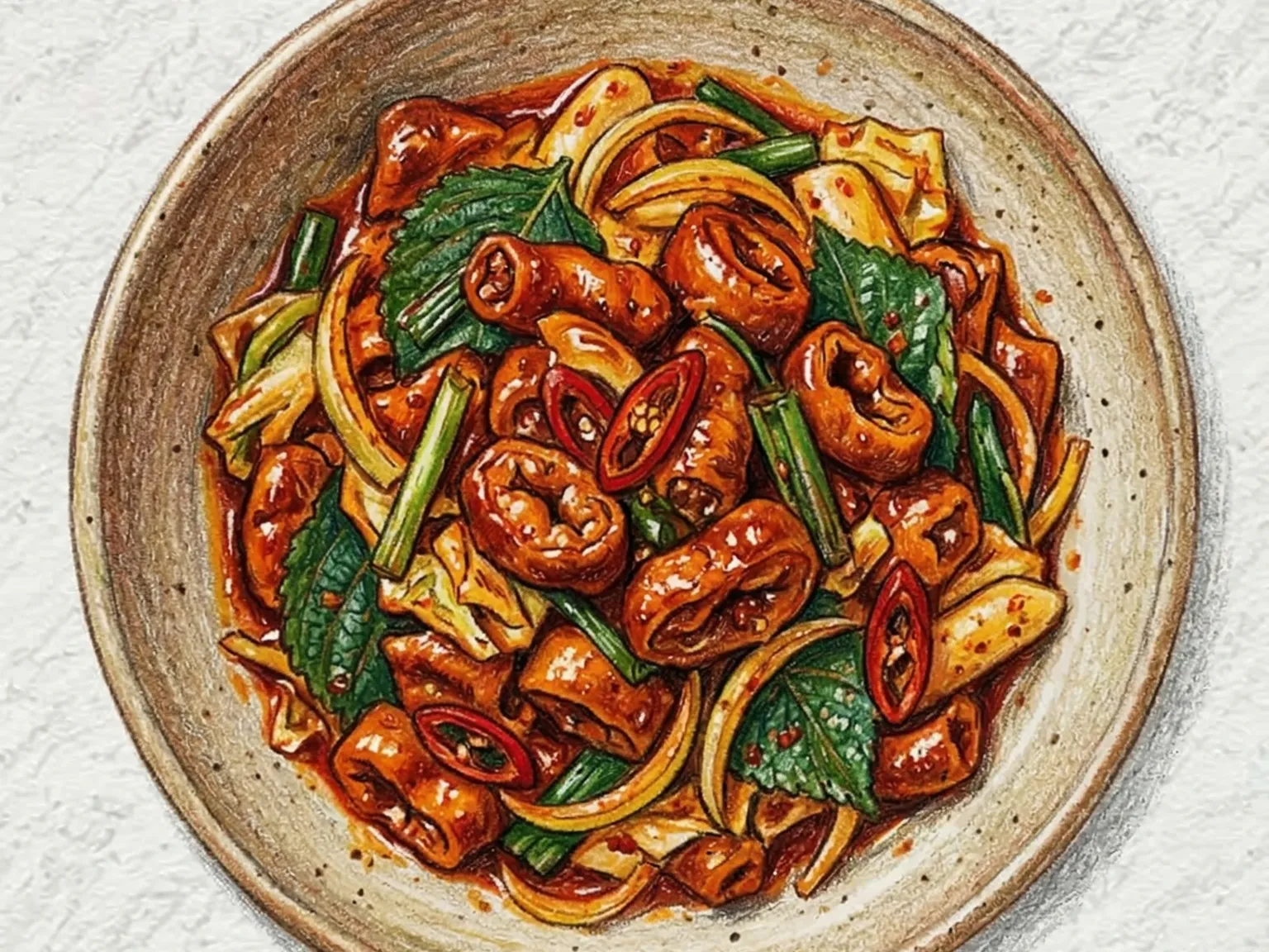 コプチャンポックム（ホルモン炒め）