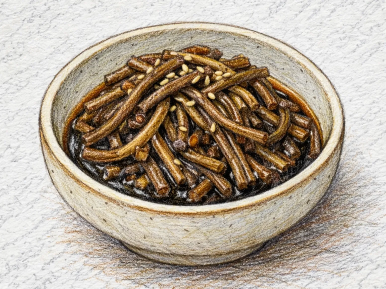 コサリジャンアチ（わらびの醤油漬け）