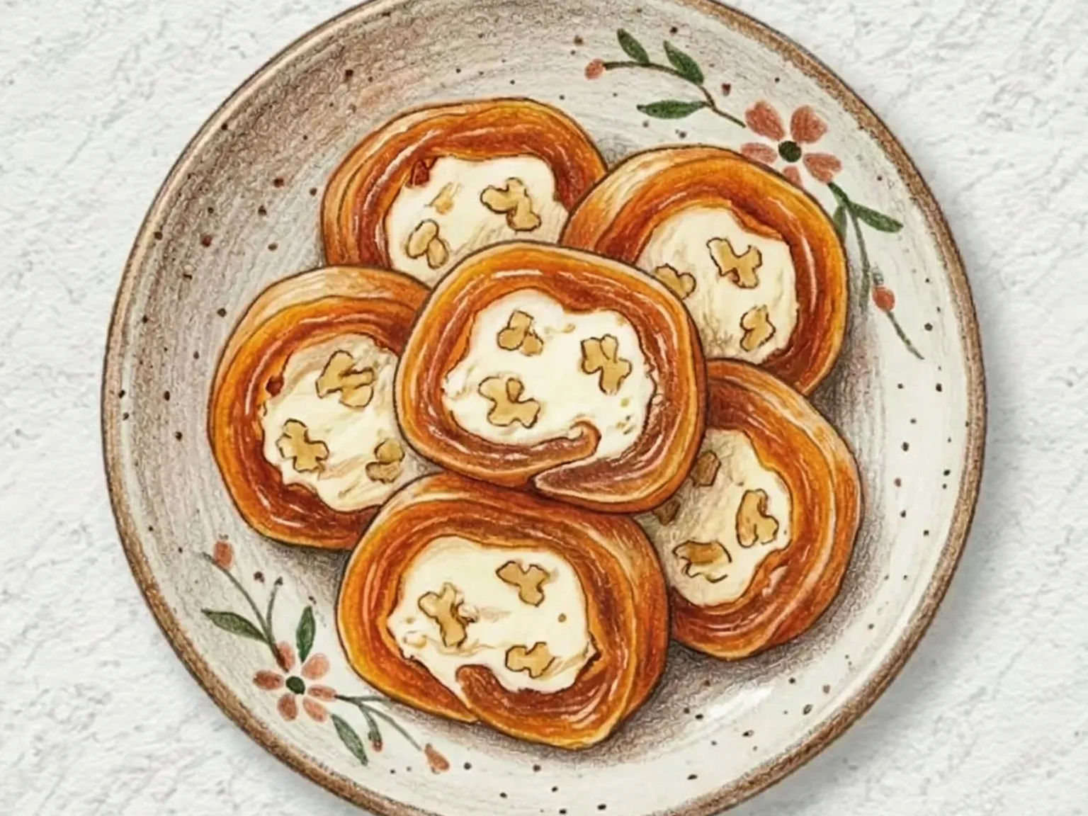 Gotgam Cream Cheese Roll (rolinhos de caqui seco com cream cheese coreanos)