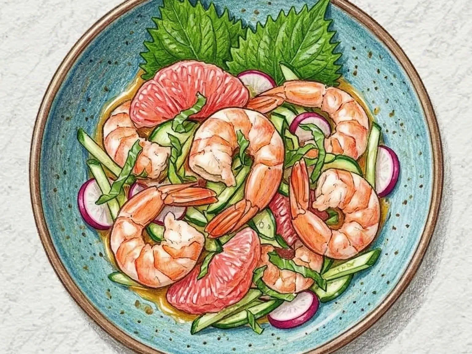 Salada de Camarão com Toranja e Shiso