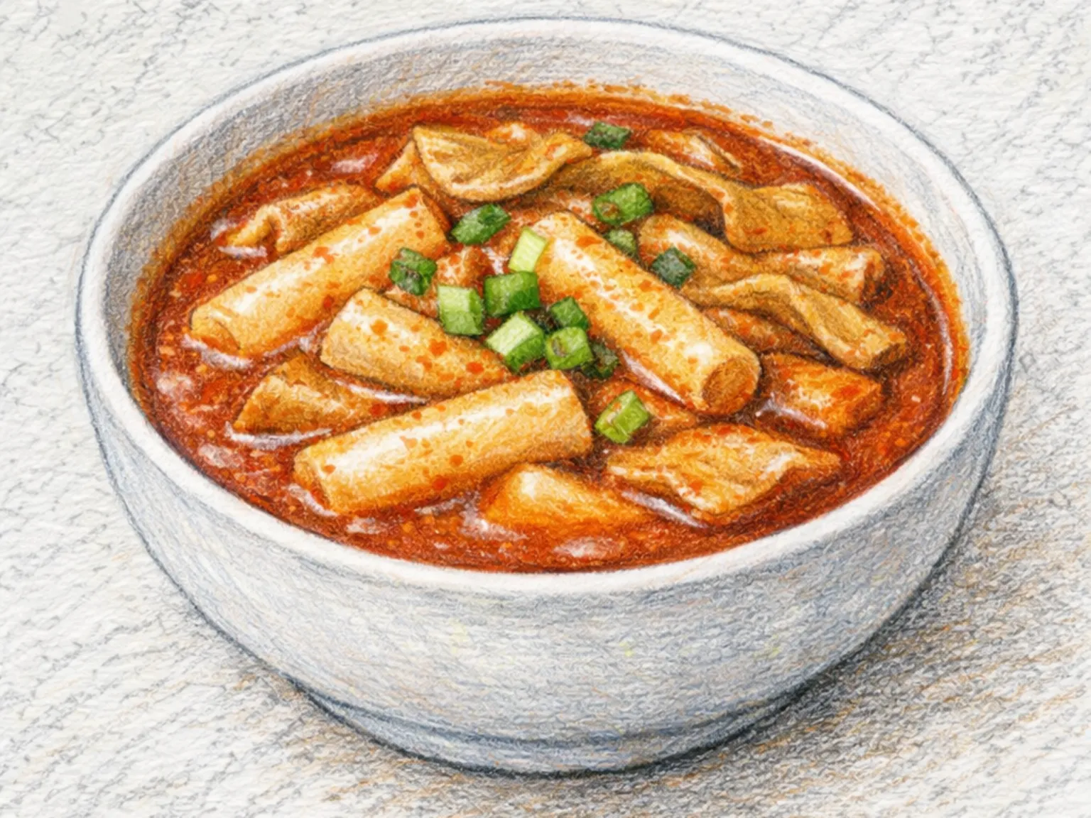 スープトッポッキ(コチュジャン出汁煮込み餅とおでん)