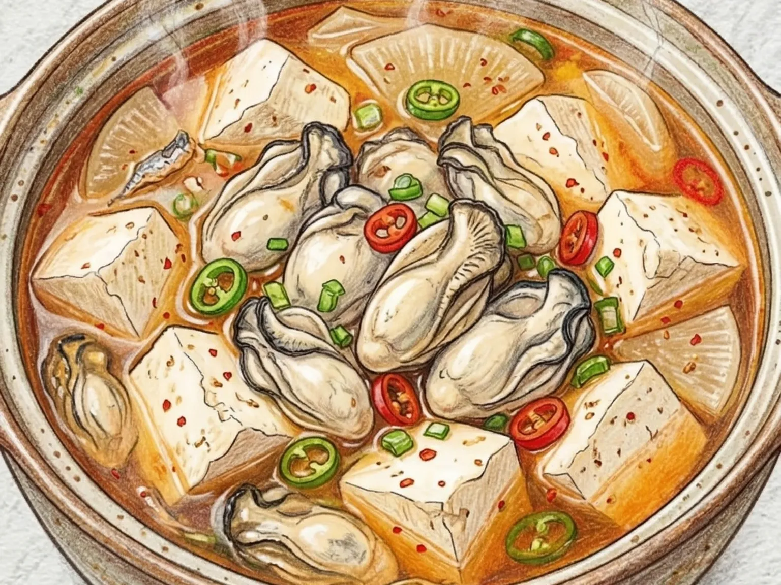 牡蠣と豆腐のチゲ（冬の牡蠣と豆腐のピリ辛鍋）