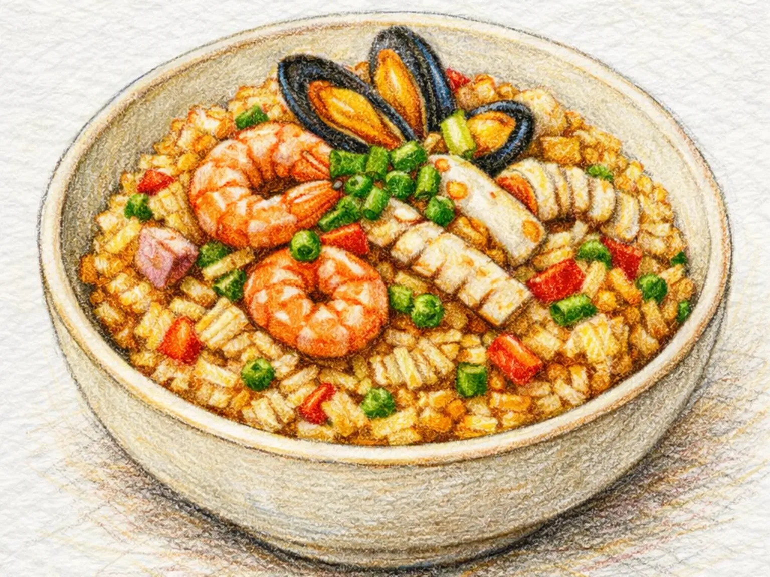 海鮮チャーハン(ウォック香ばしい混合海鮮炒飯)