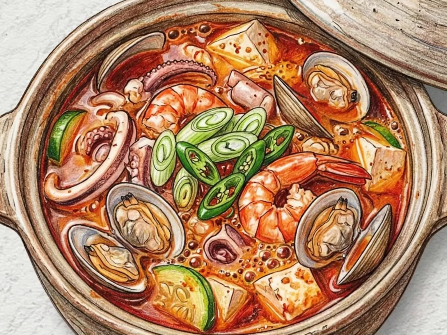 Haemul Jjigae (estofado picante de mariscos coreano)