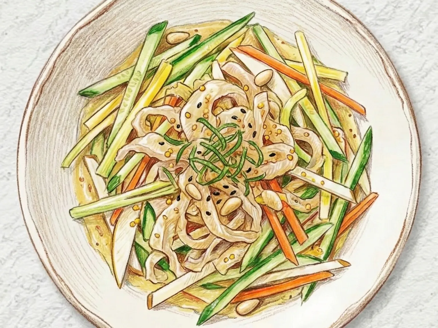 Haepari-naengchae (salada de águas-vivas coreana com molho de mostarda e vinagre)