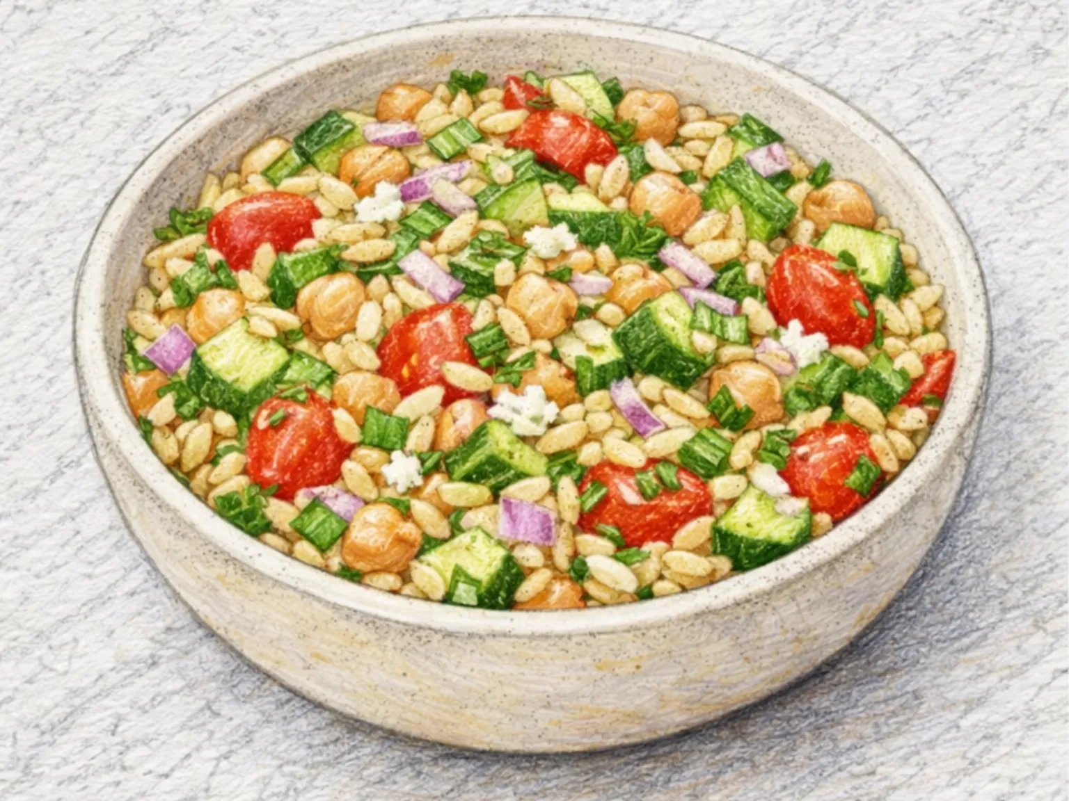 ハーブオルゾサラダ（レモンハーブのオルゾとフェタチーズ）