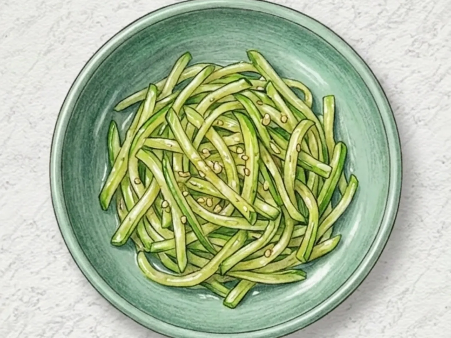 Hobak-namul (Namul de abobrinha coreano temperado com gergelim para Bibimbap)