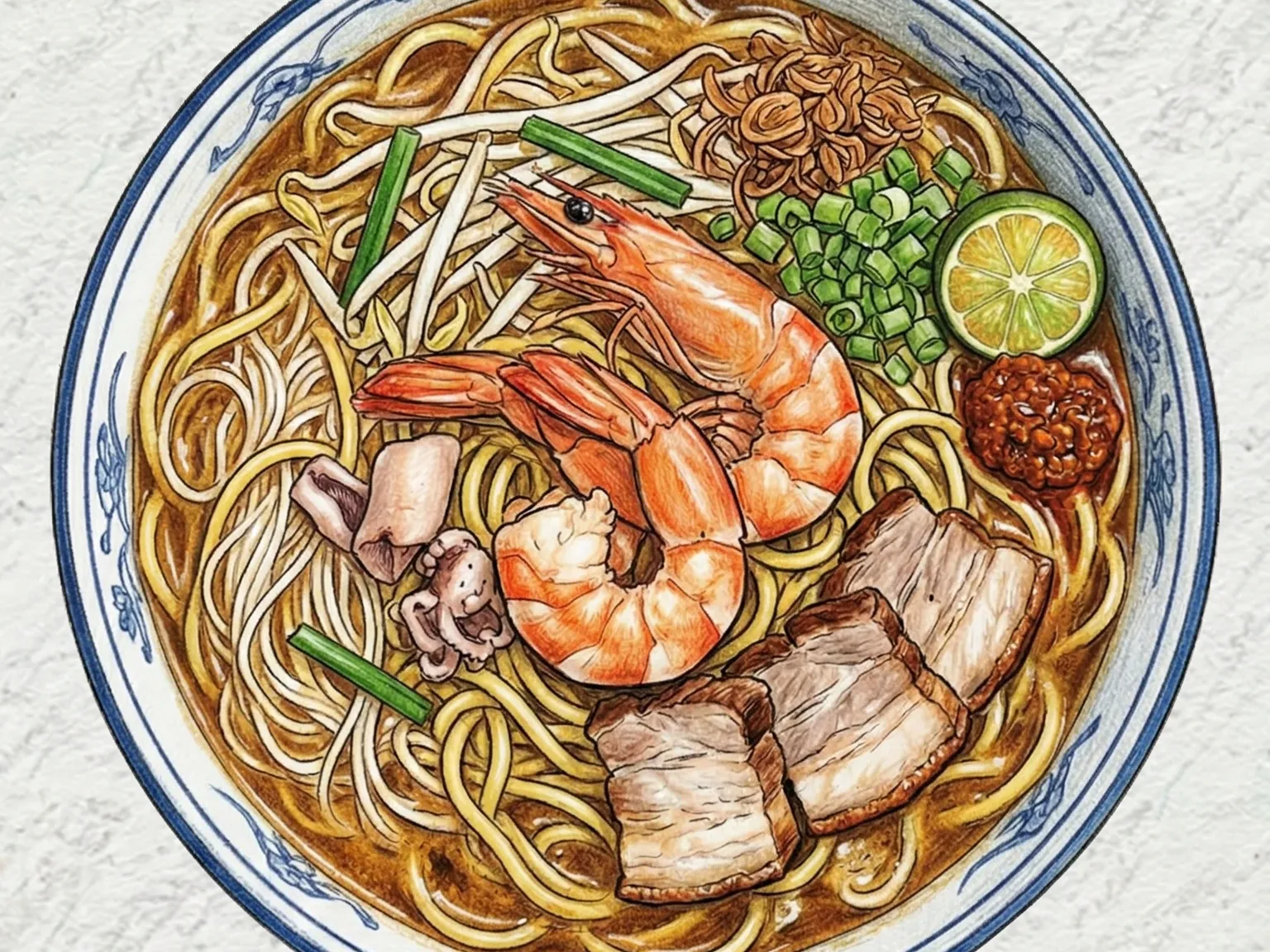 Hokkien Prawn Mee (sopa de fideos con gambas picante)
