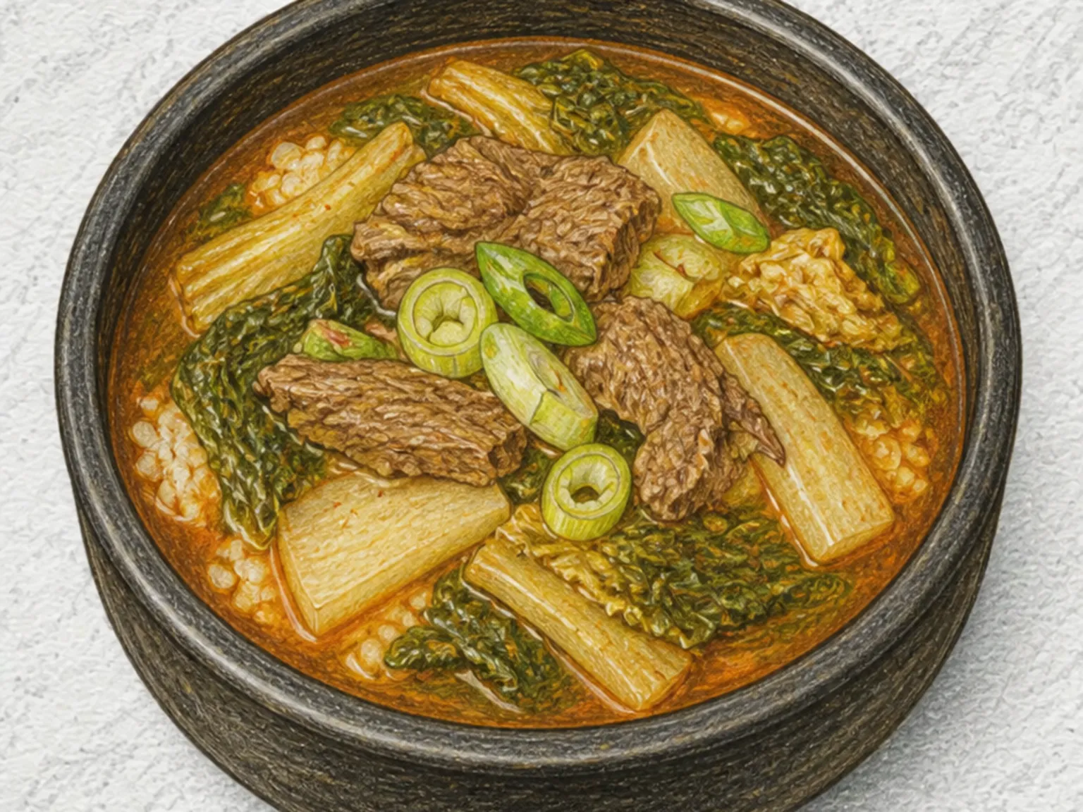 Jangteo Gukbap (Korean Market-Style Spicy Beef Soup with Rice)