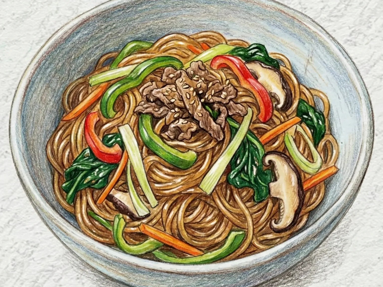 Japchae (salteado de fideos de cristal coreanos)