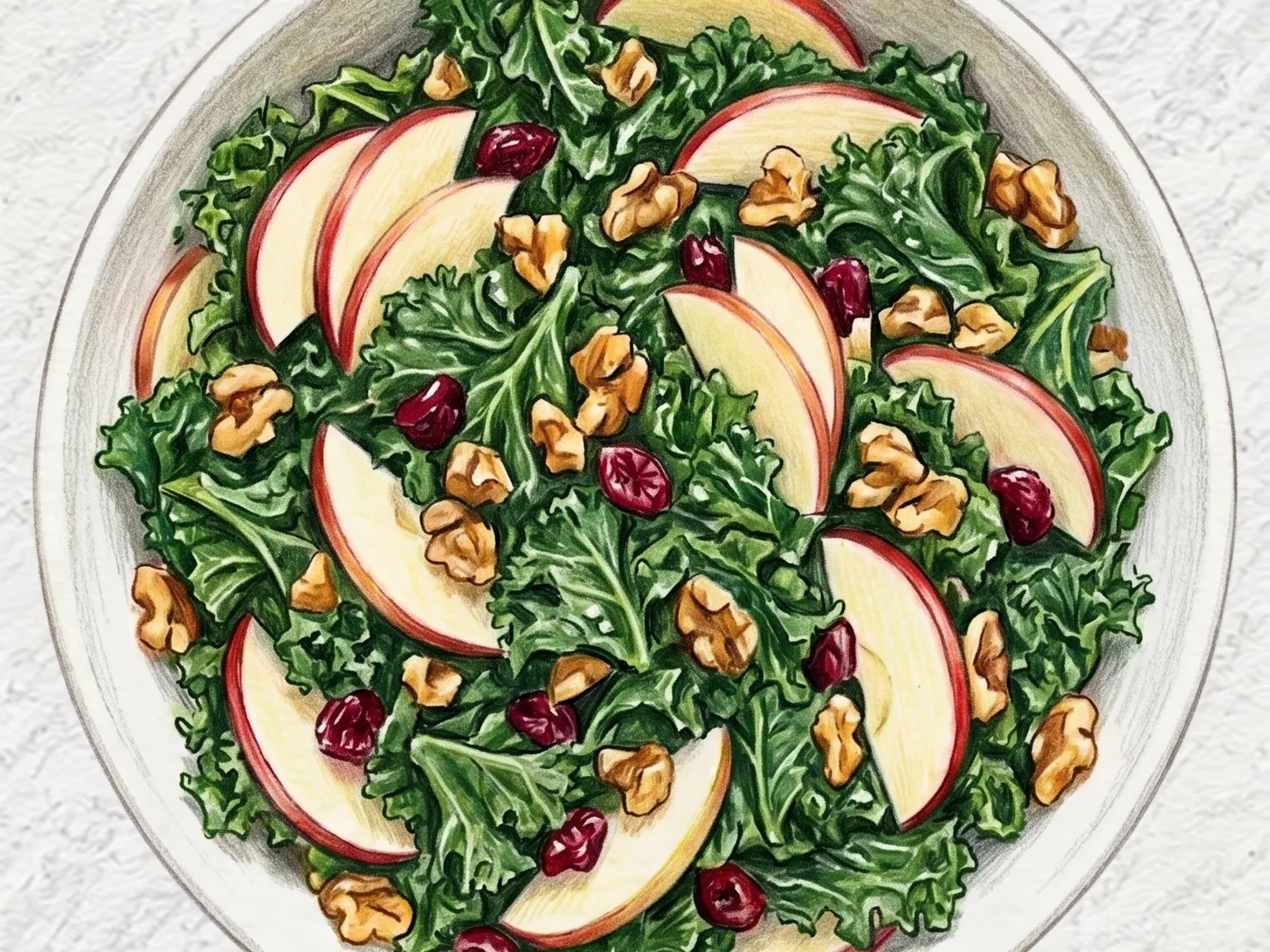 Salada de Couve Kale, Maçã e Nozes