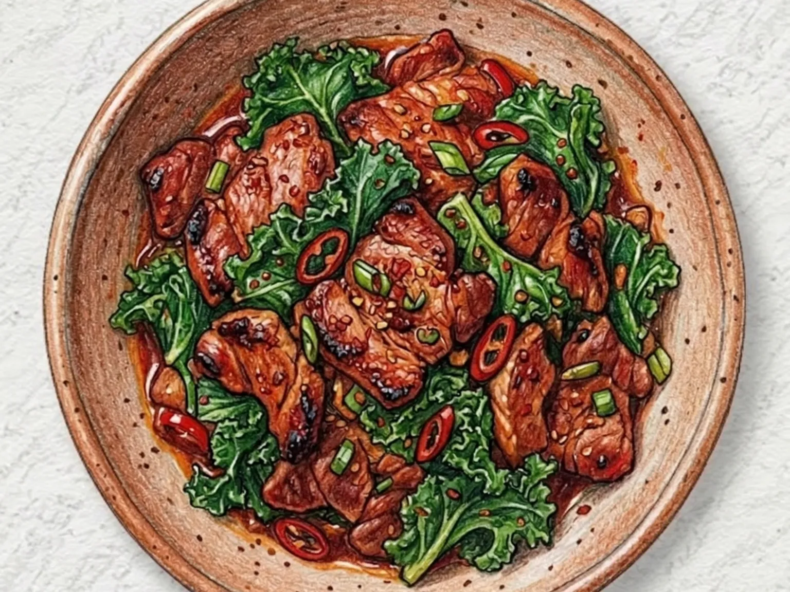 ケイルデジコチュガルポックム(ケールと豚肉の唐辛子粉炒め)