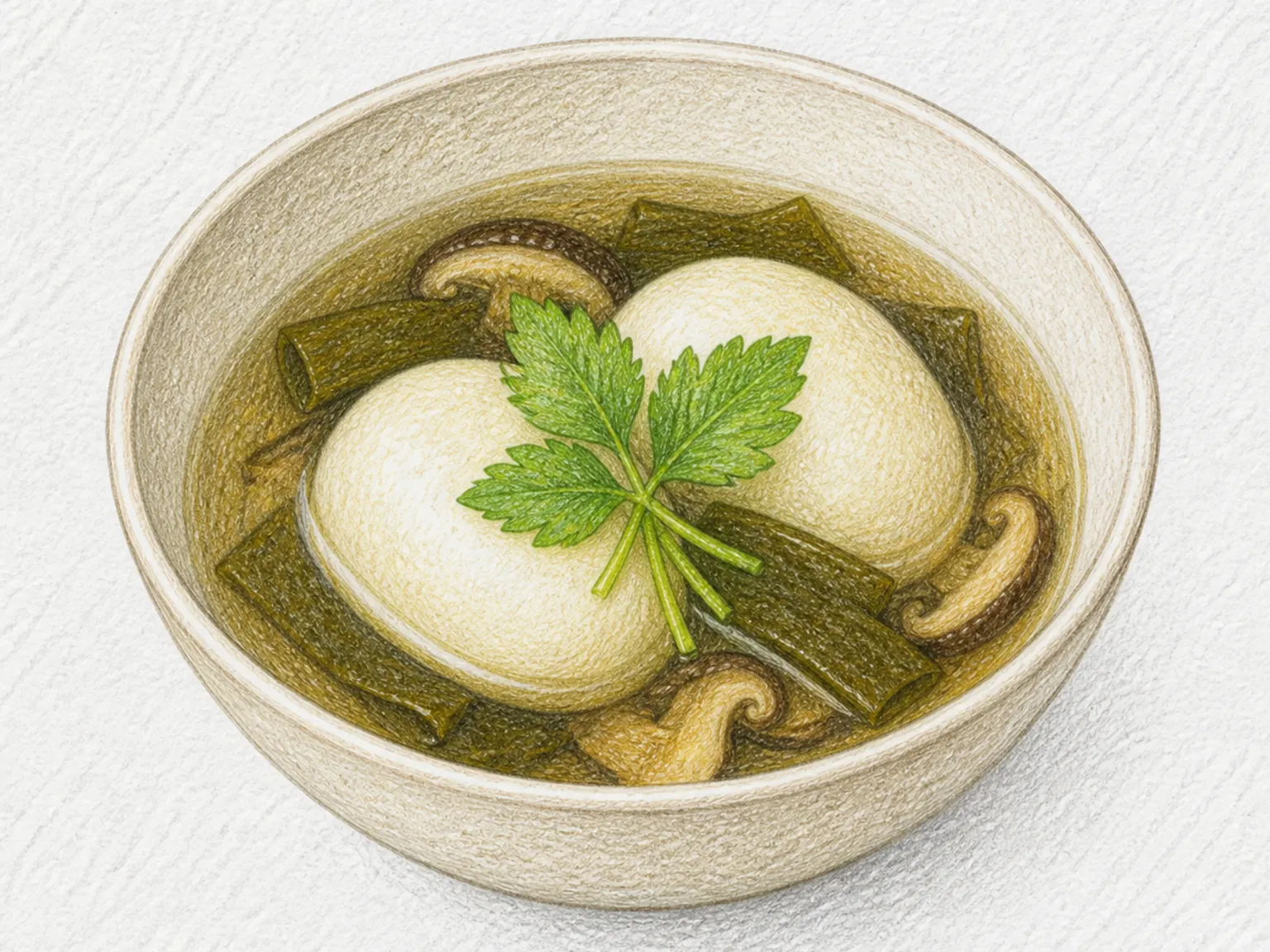 Keiran (Sweet Bean Rice Dumplings in Clear Soup)