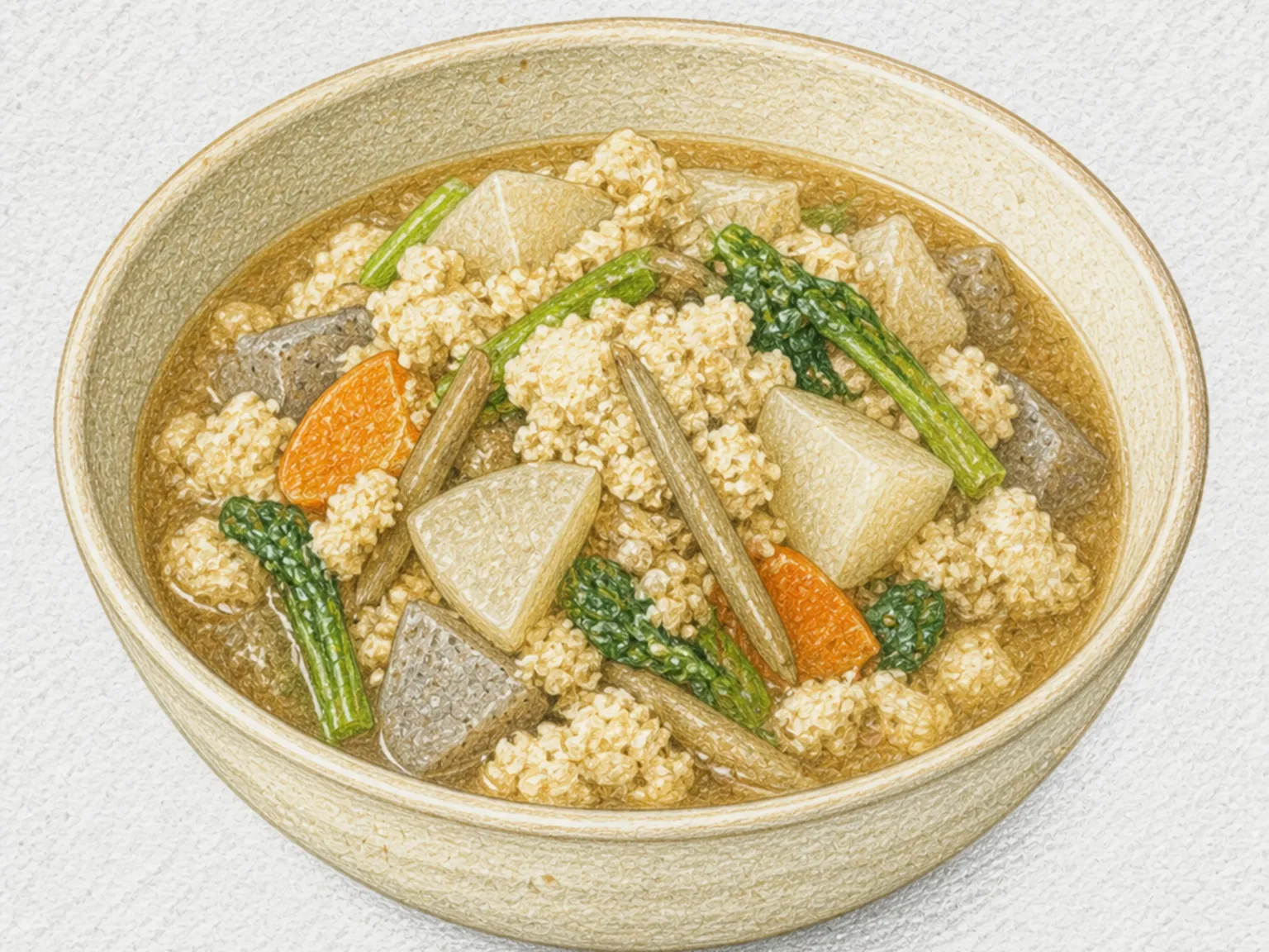 켄친지루 (볶은 두부 뿌리채소국)