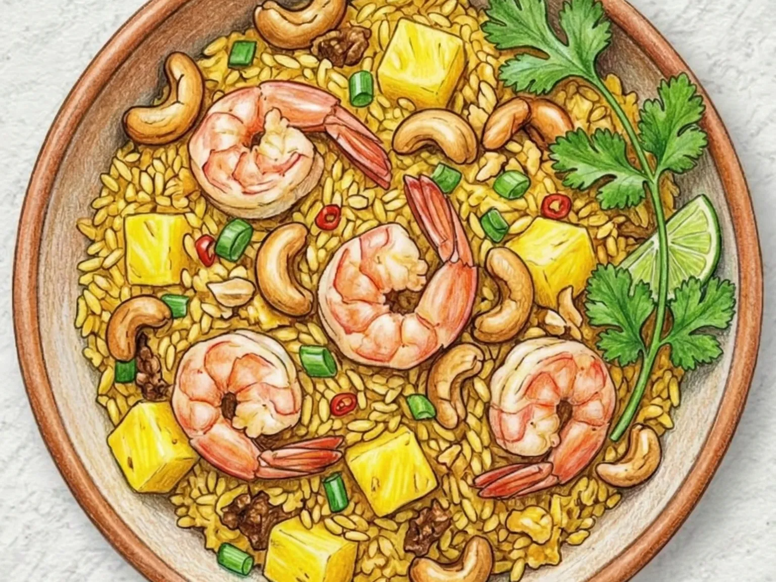 パイナップル海老カオパッド(パイナップル器の海老炒飯)