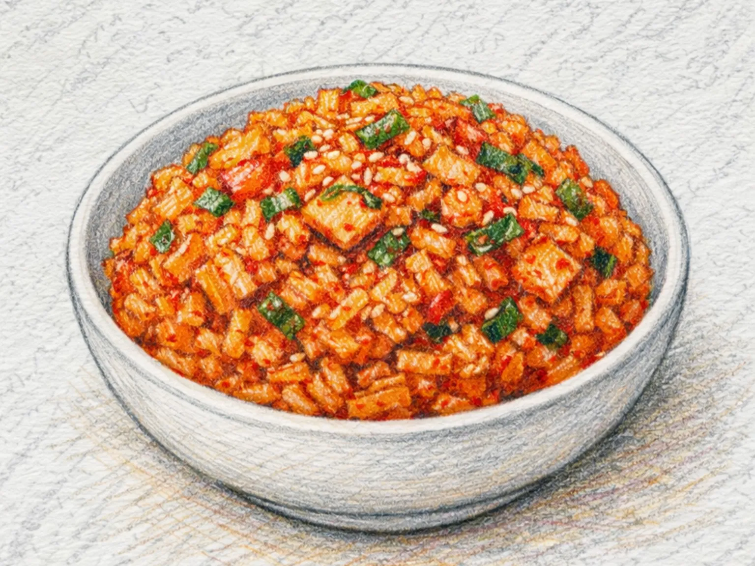 粉物屋のキムチチャーハン(ねぎ油で炒めたキムチご飯)