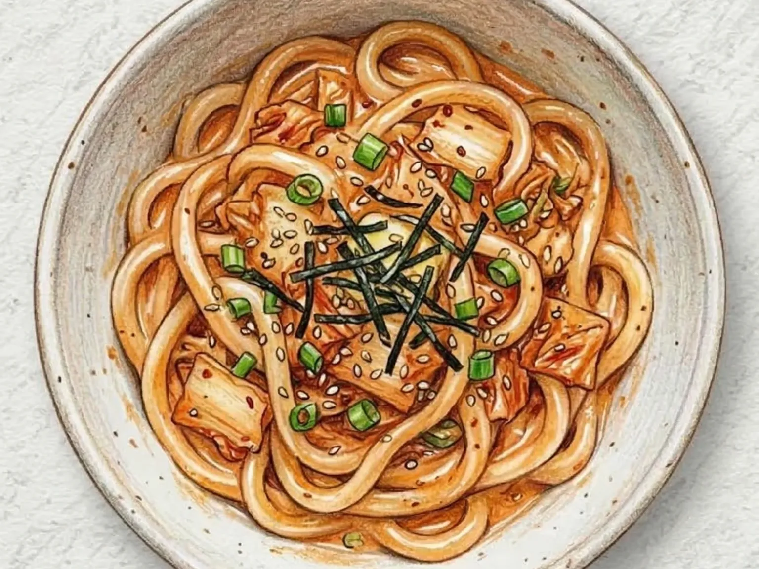 キムチバターうどん（キムチとバターの焼きうどん）