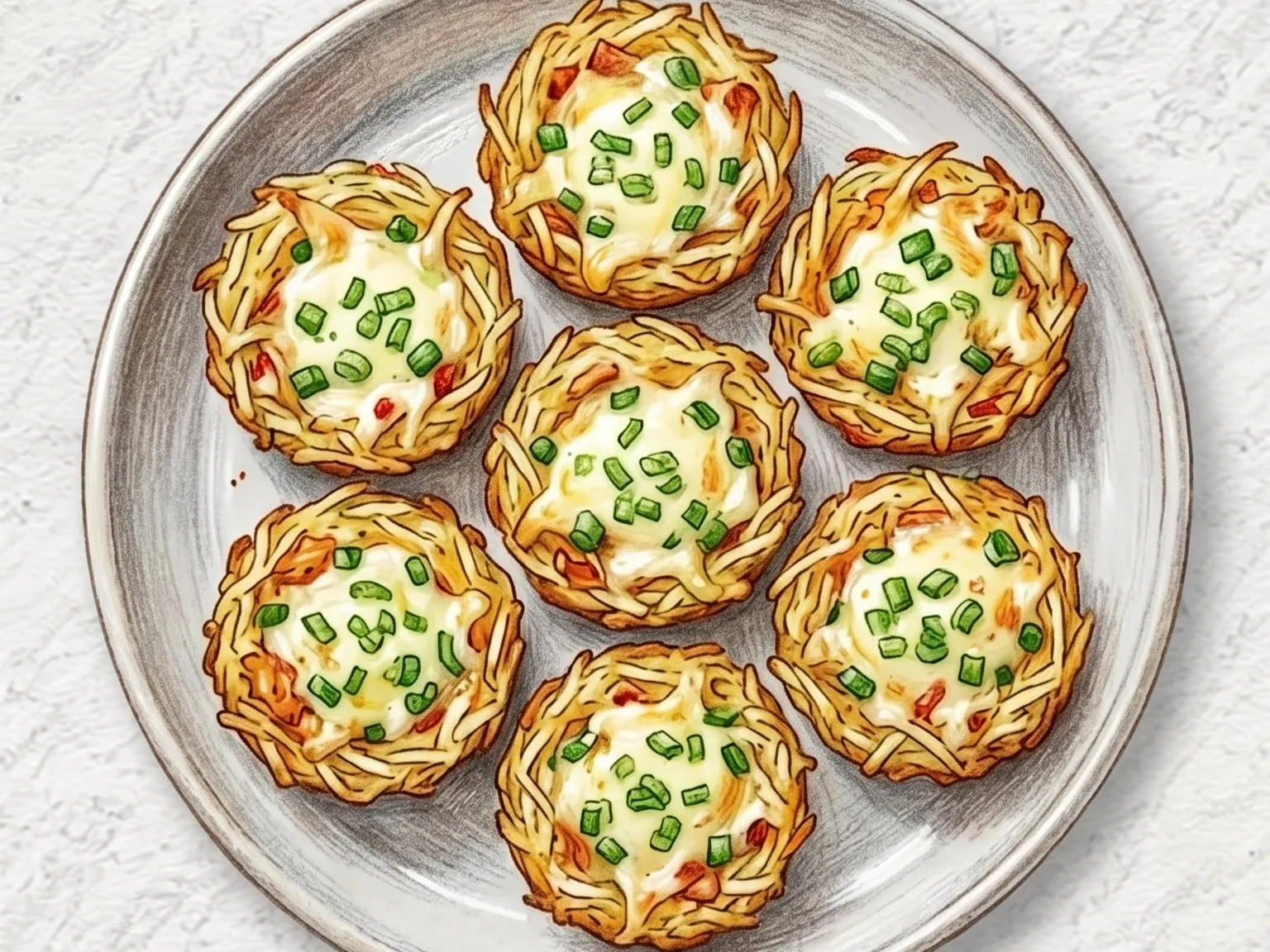Kimchi Cheese Gamja Jeon Cup (cestitas de tortita de patata con kimchi y queso coreanas)