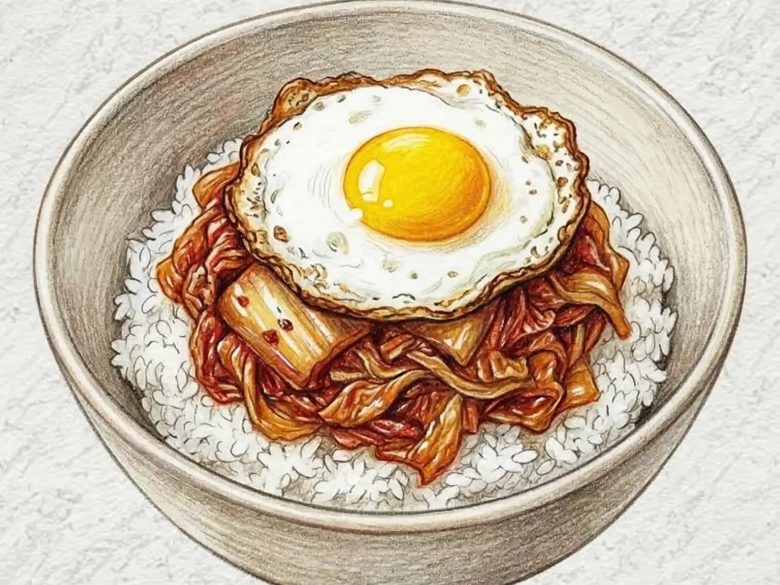 Kimchi Deopbap (cuenco de arroz con kimchi salteado coreano)