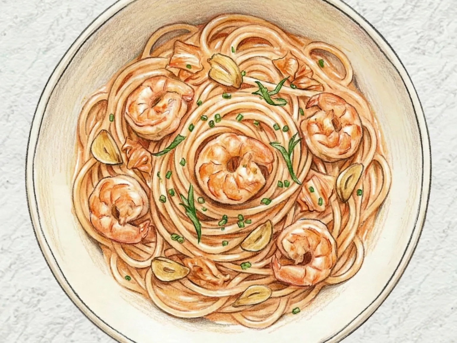 Kimchi Garlic Butter Shrimp Spaghetti (espaguetis de gambas con mantequilla de ajo y kimchi)