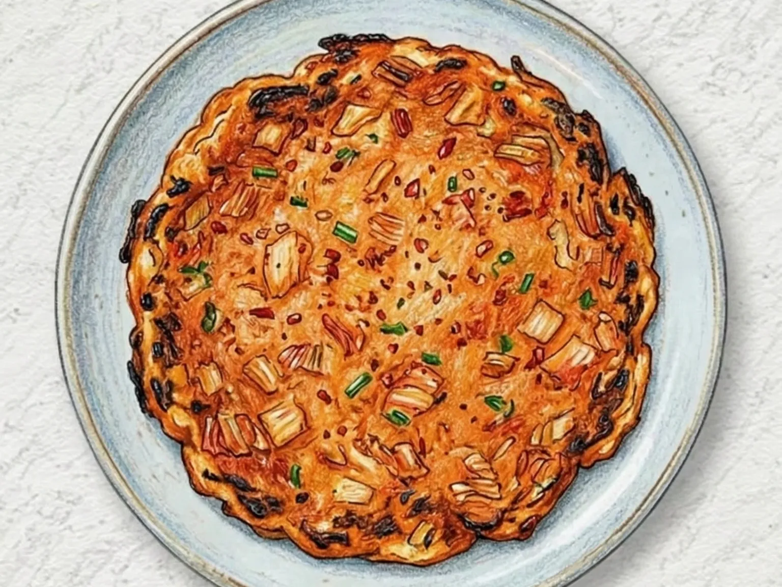 キムチジョン（キムチチヂミ）（キムチ汁入りカリカリチヂミ）