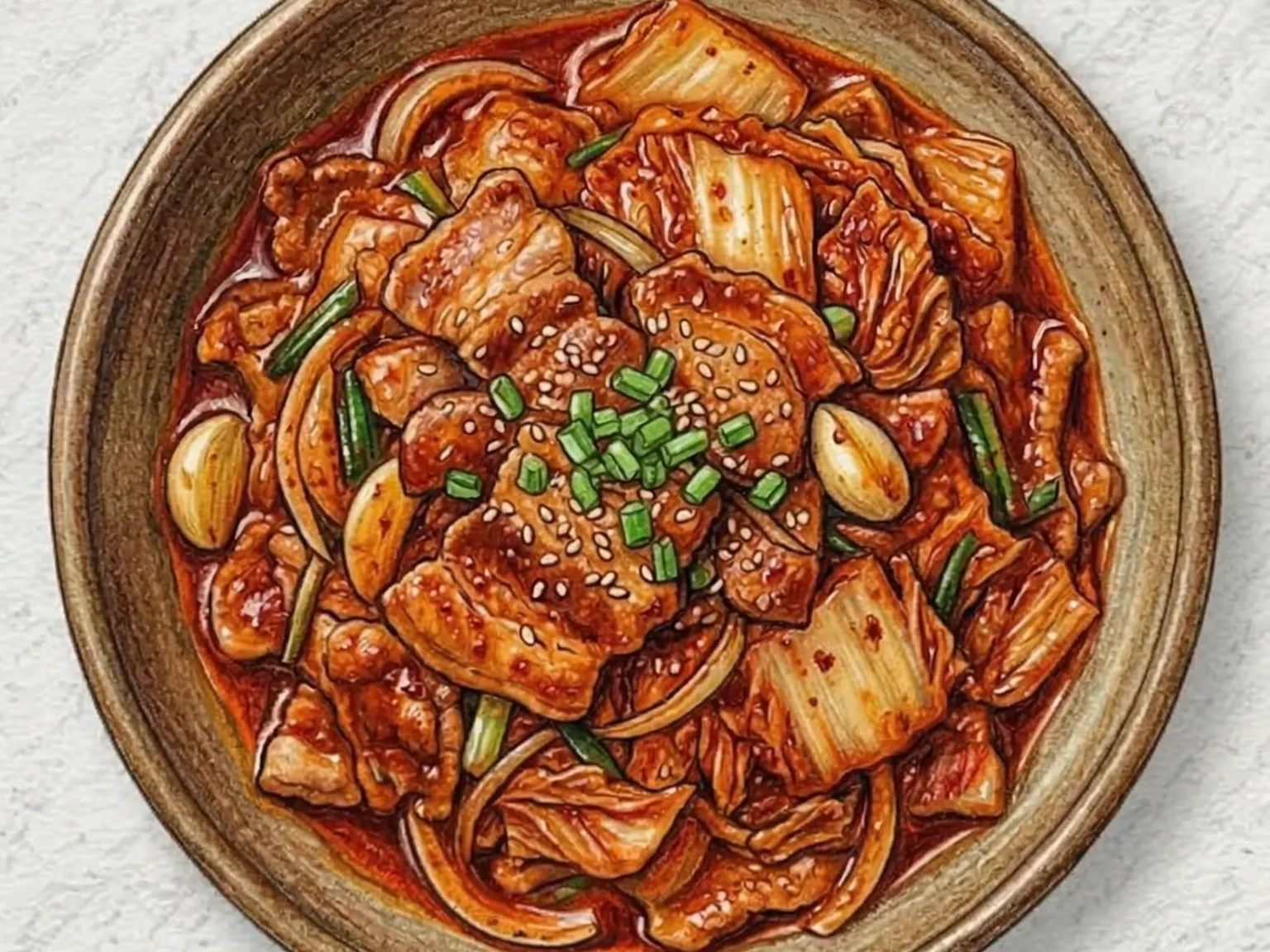 Kimchi Jeyuk Bokkeum (Carne de porco refogada com kimchi)