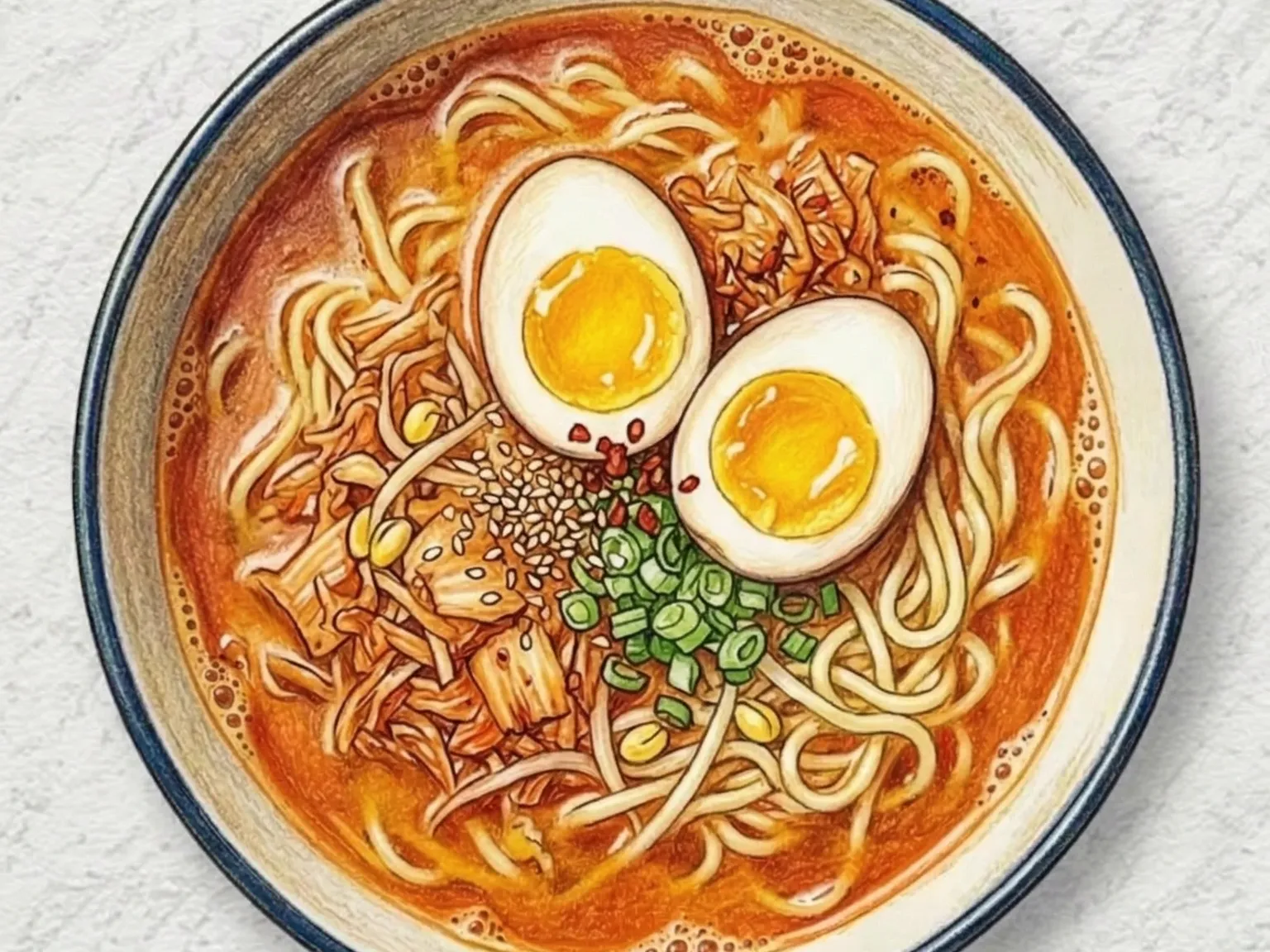キムチもやし味噌ラーメン（キムチともやしの味噌スープ麺）